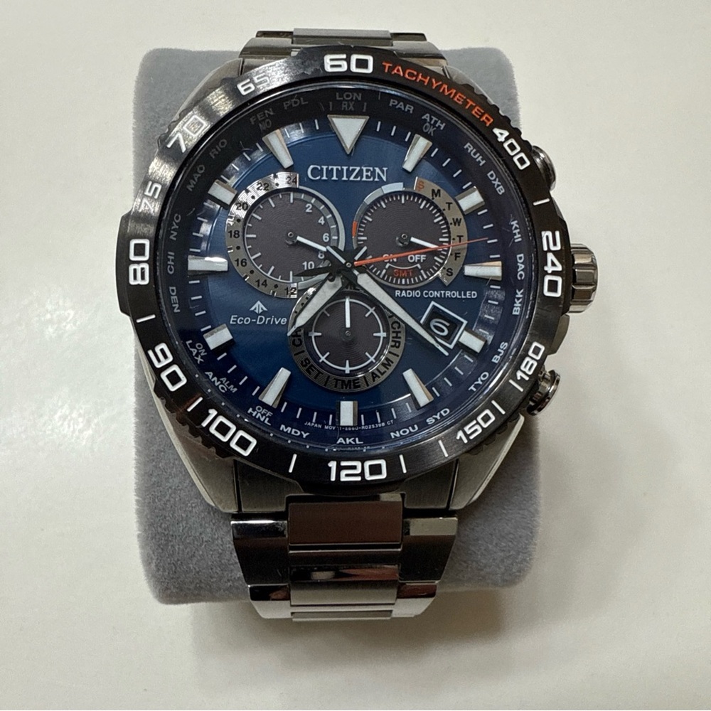 Citizen Men's Eco-Drive Chronograph Watch - Blue and Silver